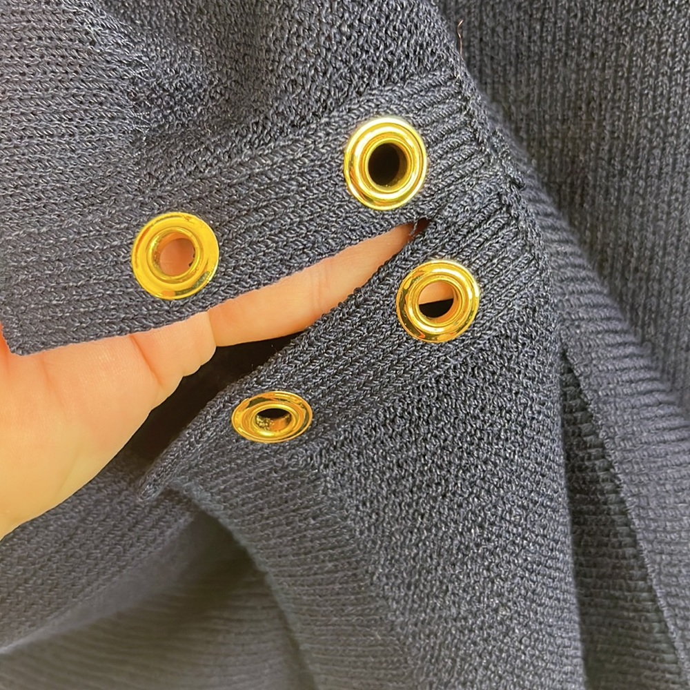 St John Cruise 04 Santana Knit Pencil Skirt Slit Rivets Eyelets - Picture 5 of 8